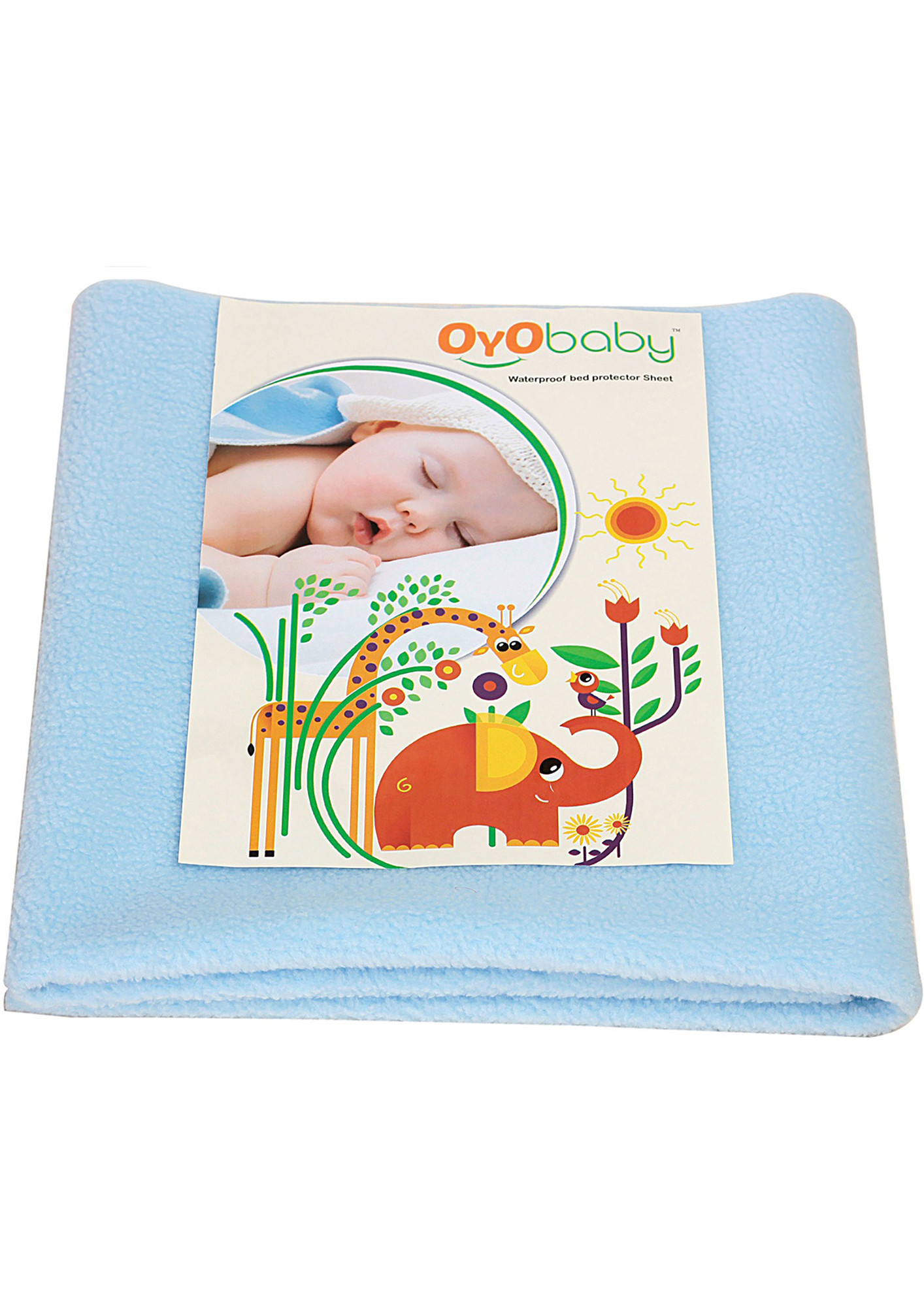 Oyo Baby Cotton Baby Bed Protecting Mat (Blue, Medium)-OB-2021-B