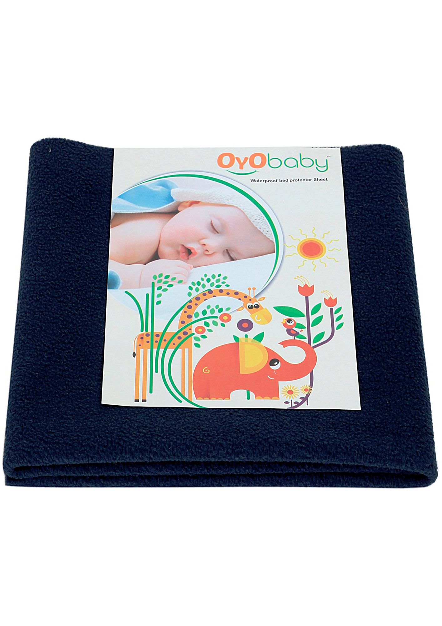 Oyo Baby Cotton Baby Bed Protecting Mat (Dark Blue, Medium)-OB-2021-DB
