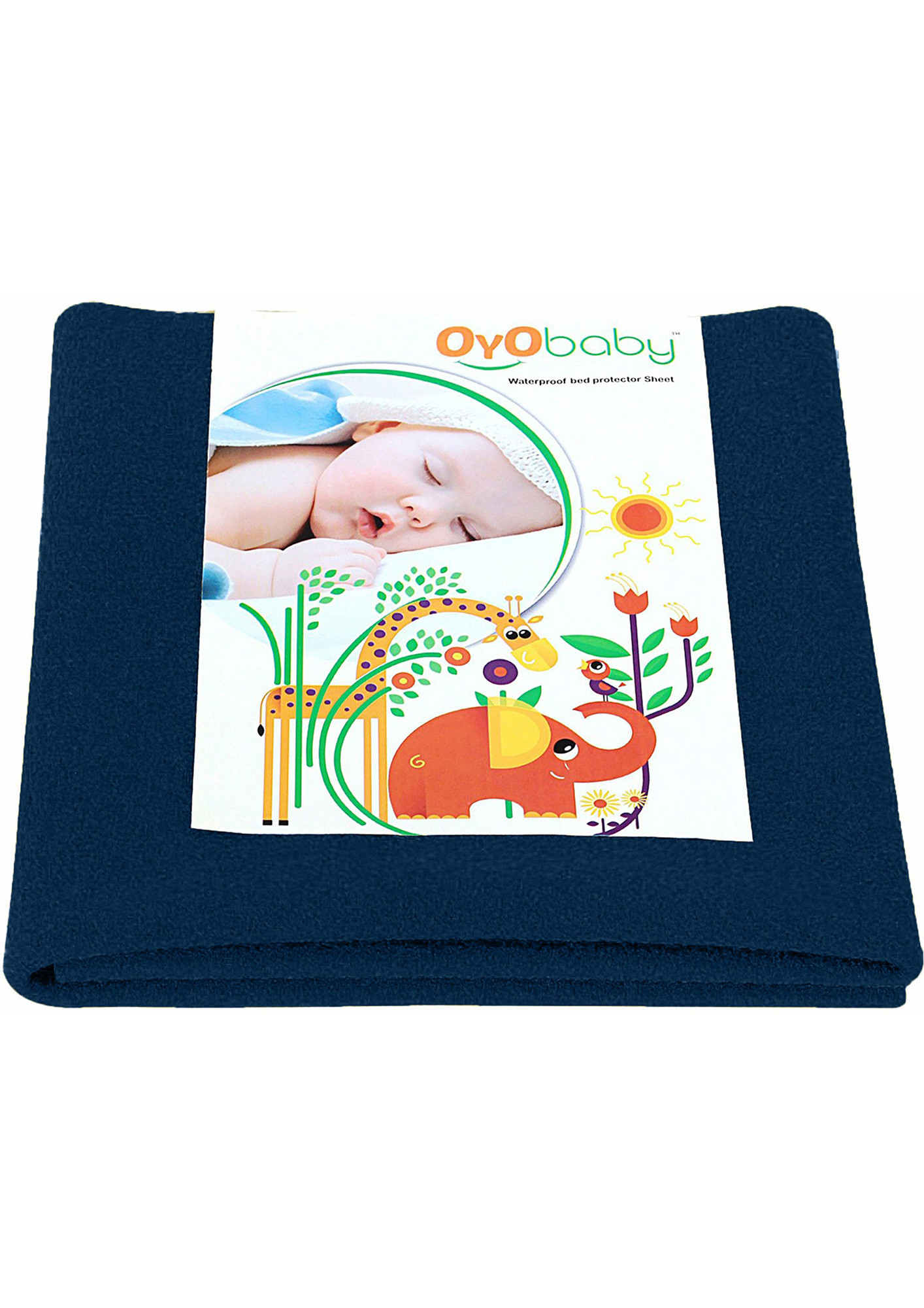 Oyo Baby Cotton Baby Bed Protecting Mat (Dark Sea Blue, Medium)-OB-2021-DS