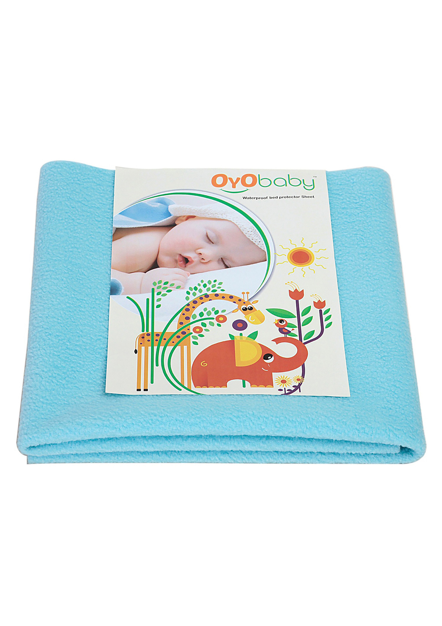 Oyo Baby Cotton Baby Bed Protecting Mat (Sea Blue, Large)-OB-2022-SB