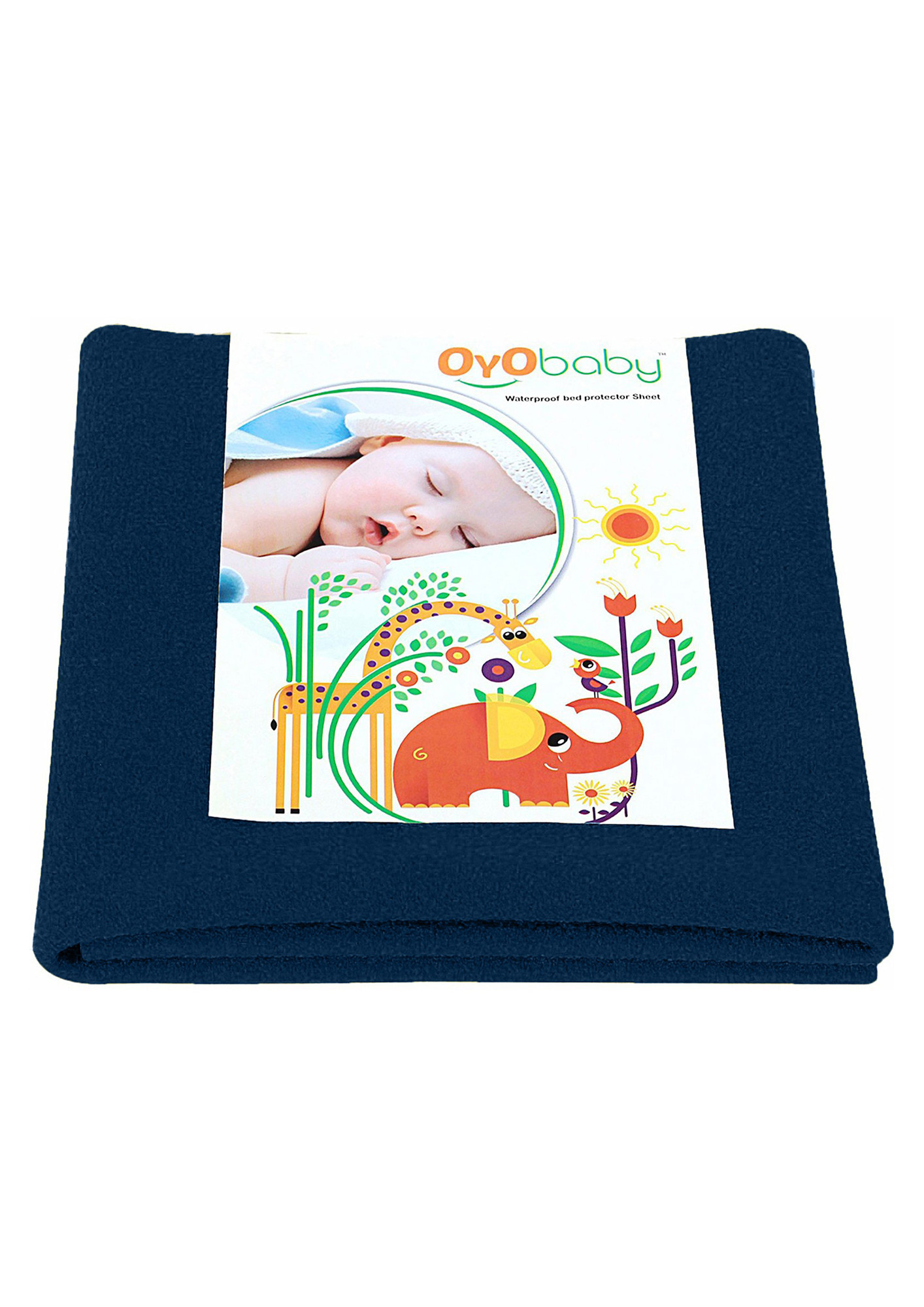 Oyo Baby Cotton Baby Bed Protecting Mat (Dark Sea Blue, Extra Large)-OB-2023-DS