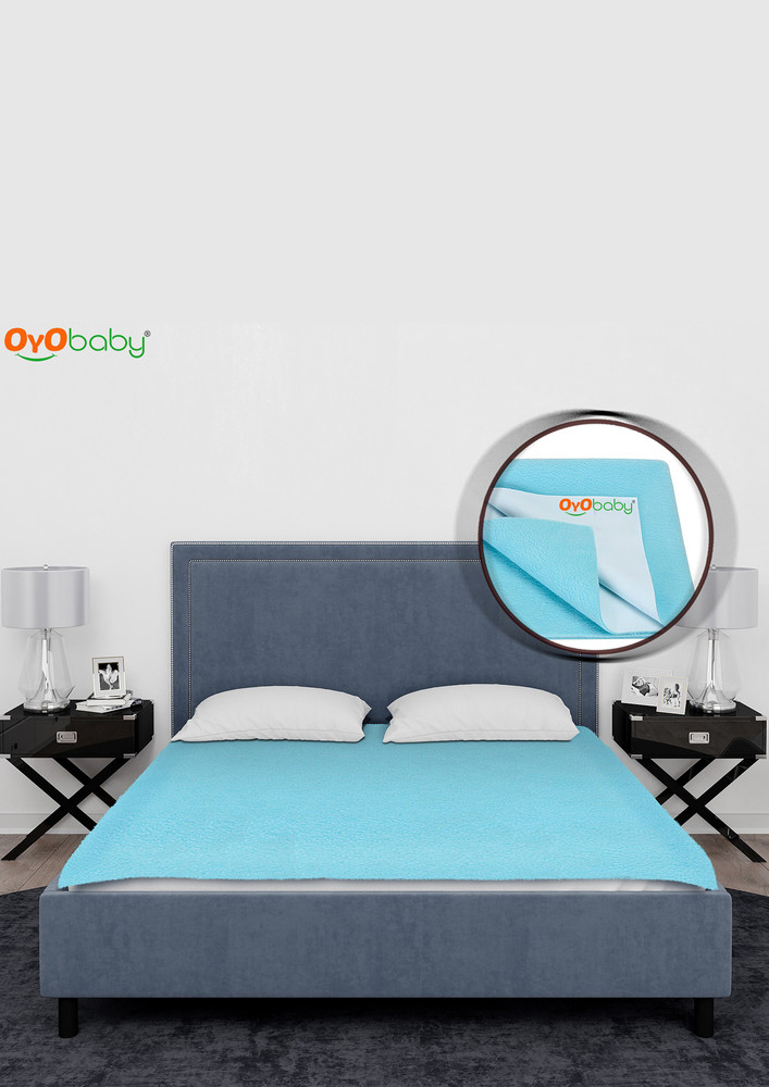 Oyo Baby Cotton Baby Bed Protecting Mat (Sea Blue, Free)-OB-2024-SB