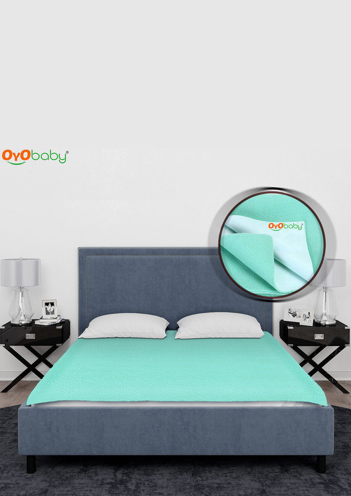 Oyo Baby Cotton Baby Bed Protecting Mat (sea Green, Free)-ob-2024-sg