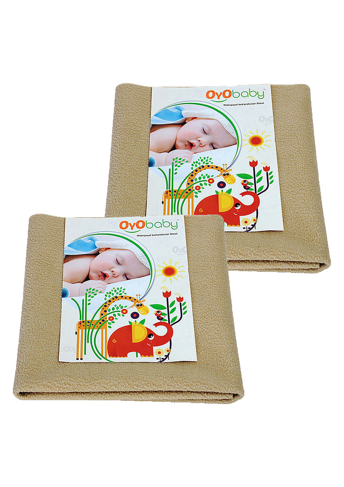 Oyo Baby Cotton Baby Bed Protecting Mat (beige, Small, Pack Of 2)-ob-2025-bg