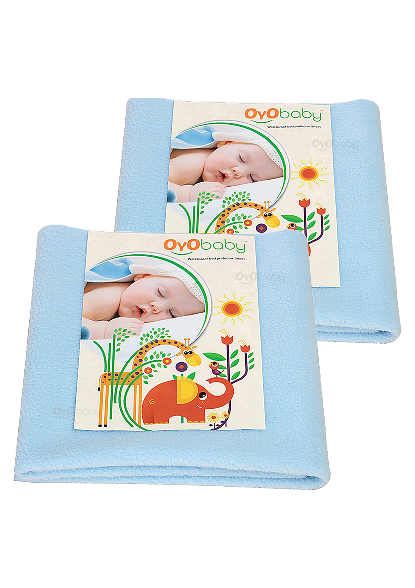 Oyo Baby Cotton Baby Bed Protecting Mat (Blue, Small, Pack of 2)-OB-2025-B