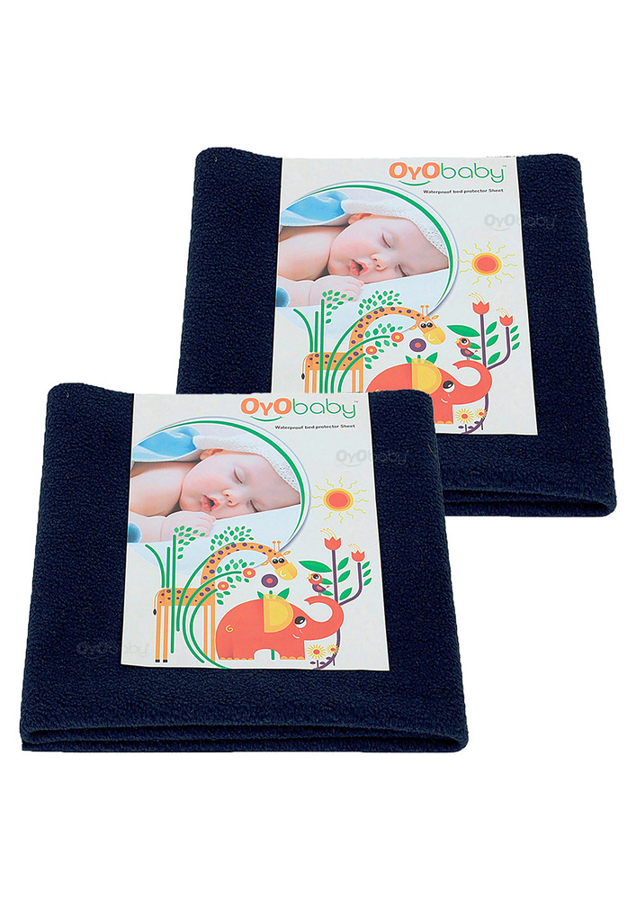 Oyo Baby Cotton Baby Bed Protecting Mat (dark Blue, Small, Pack Of 2)-ob-2025-db