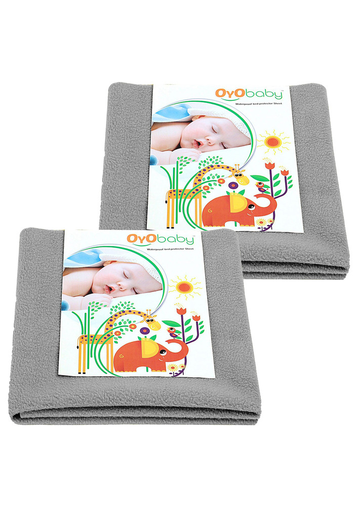 Oyo Baby Cotton Baby Bed Protecting Mat (grey, Small, Pack Of 2)-ob-2025-gr