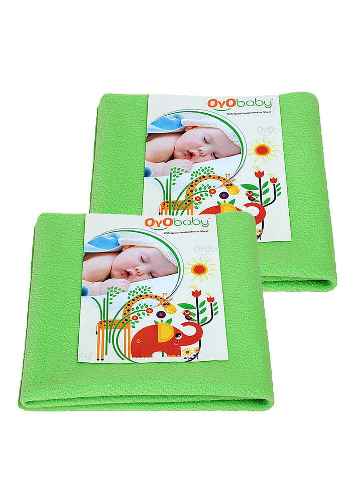 Oyo Baby Cotton Baby Bed Protecting Mat (light Green, Small, Pack Of 2)-ob-2025-lg