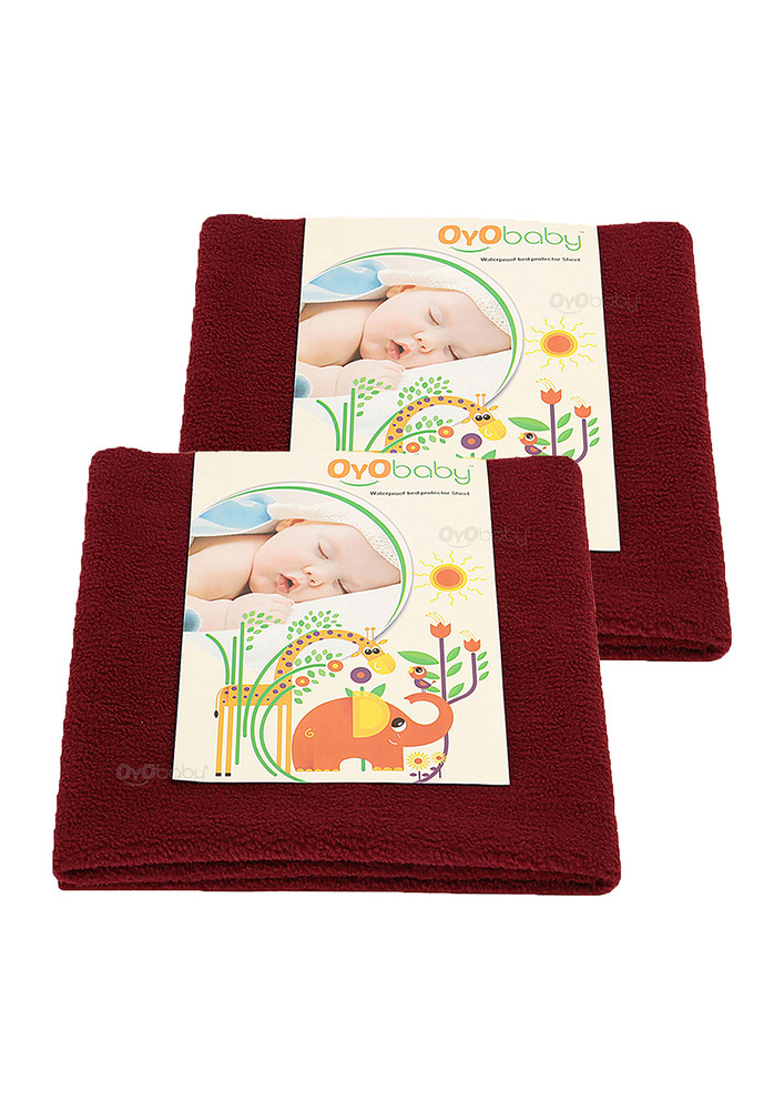 Oyo Baby Cotton Baby Bed Protecting Mat (maroon, Small, Pack Of 2)-ob-2025-m