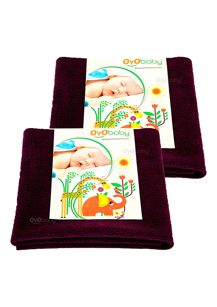 Oyo Baby Cotton Baby Bed Protecting Mat (plum, Small, Pack Of 2)-ob-2025-pl