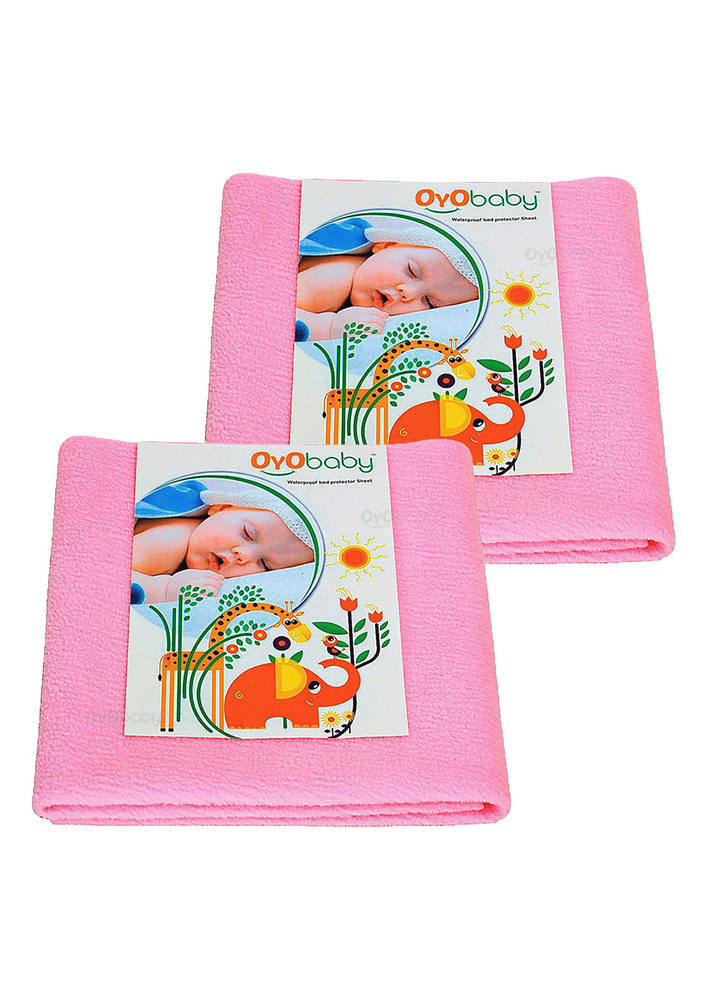 Oyo Baby Cotton Baby Bed Protecting Mat (pink, Small, Pack Of 2)-ob-2025-p