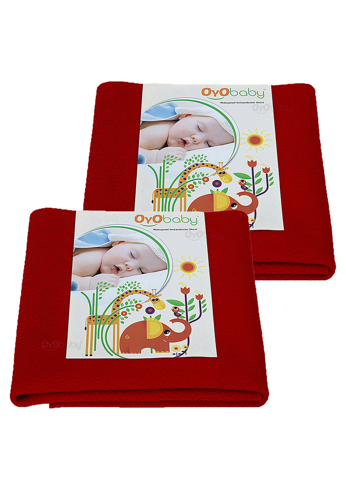 Oyo Baby Cotton Baby Bed Protecting Mat (red, Small, Pack Of 2)-ob-2025-r
