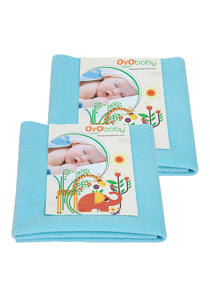 Oyo Baby Cotton Baby Bed Protecting Mat (sea Blue, Small, Pack Of 2)-ob-2025-sb