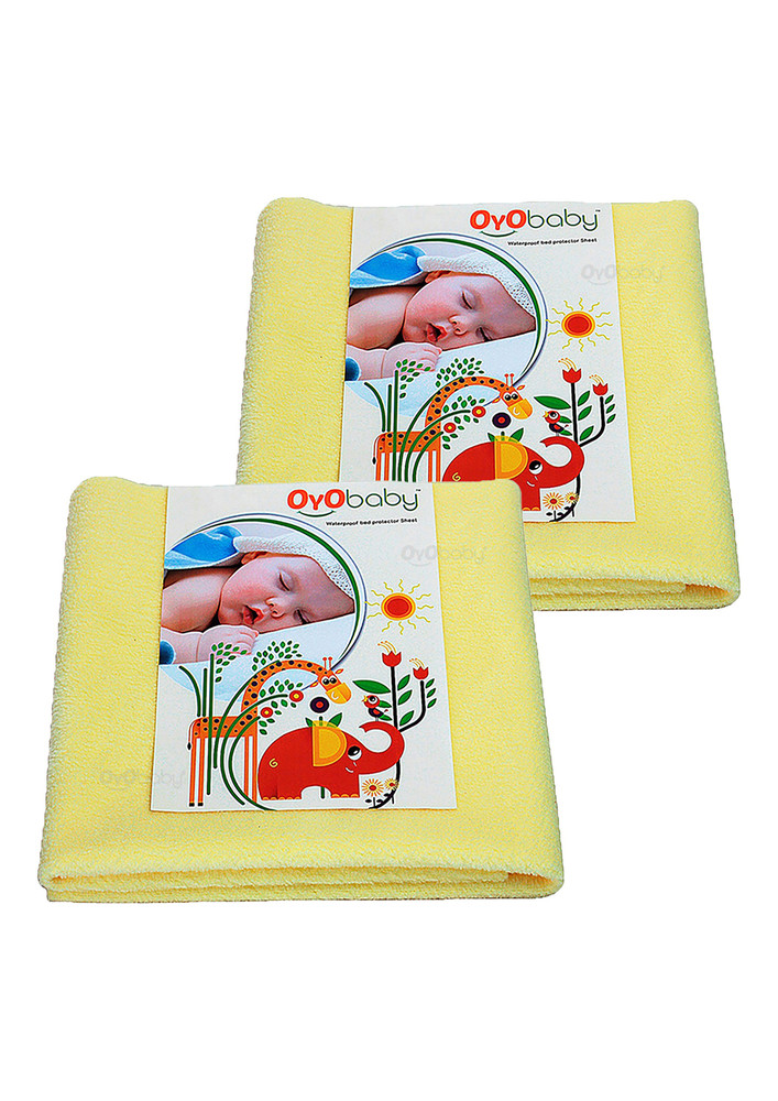 Oyo Baby Cotton Baby Bed Protecting Mat (yellow, Small, Pack Of 2)-ob-2025-y