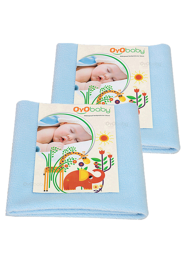 Oyo Baby Cotton Baby Bed Protecting Mat (blue, Medium, Pack Of 2)-ob-2026-b