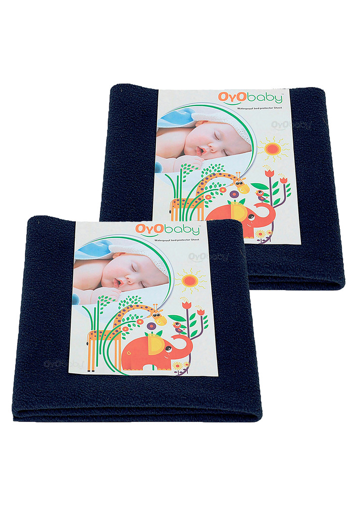 Oyo Baby Cotton Baby Bed Protecting Mat (dark Blue, Medium, Pack Of 2)-ob-2026-db