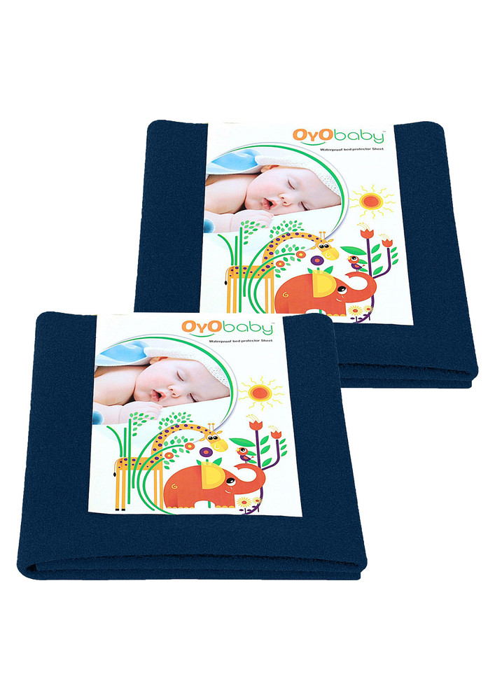 Oyo Baby Cotton Baby Bed Protecting Mat (dark Sea Blue, Medium, Pack Of 2)-ob-2026-ds