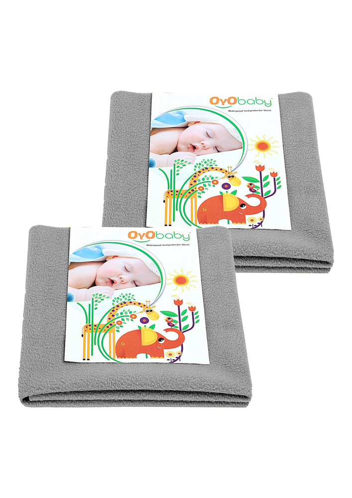 Oyo Baby Cotton Baby Bed Protecting Mat (grey, Medium, Pack Of 2)-ob-2026-gr
