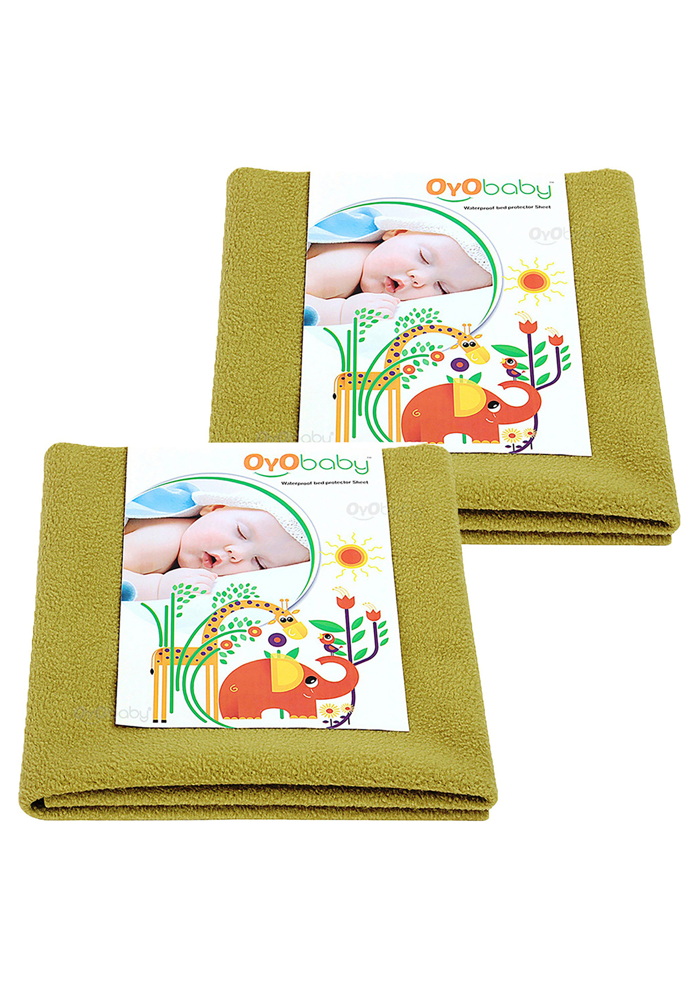 Oyo Baby Cotton Baby Bed Protecting Mat (Gold, Medium, Pack of 2)-OB-2026-G