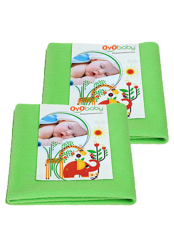 Oyo Baby Cotton Baby Bed Protecting Mat (light Green, Medium, Pack Of 2)-ob-2026-lg