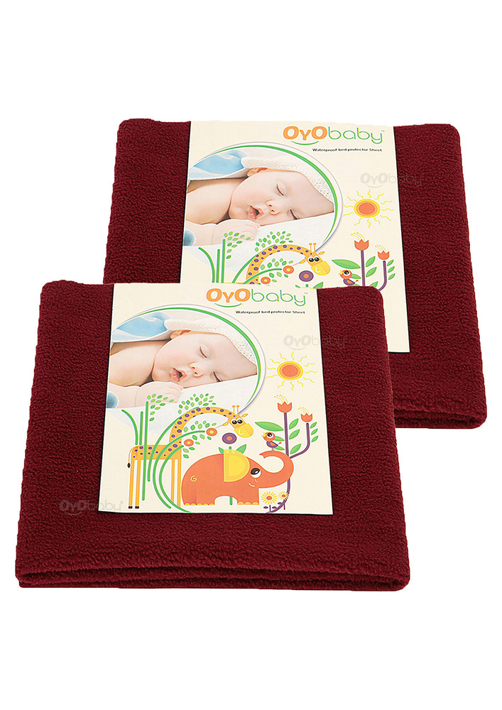 Oyo Baby Cotton Baby Bed Protecting Mat (maroon, Medium, Pack Of 2)-ob-2026-m