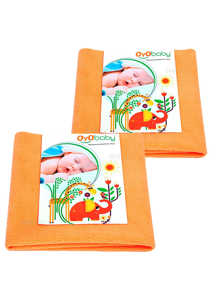 Oyo Baby Cotton Baby Bed Protecting Mat (peach, Medium, Pack Of 2)-ob-2026-pc