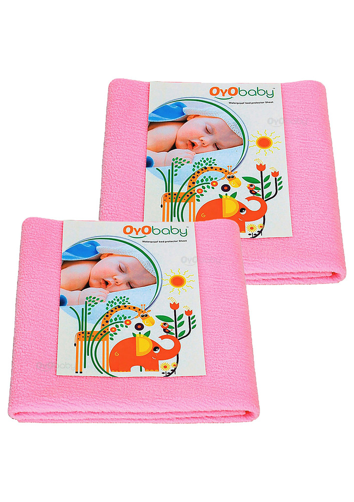 Oyo Baby Cotton Baby Bed Protecting Mat (pink, Medium, Pack Of 2)-ob-2026-p
