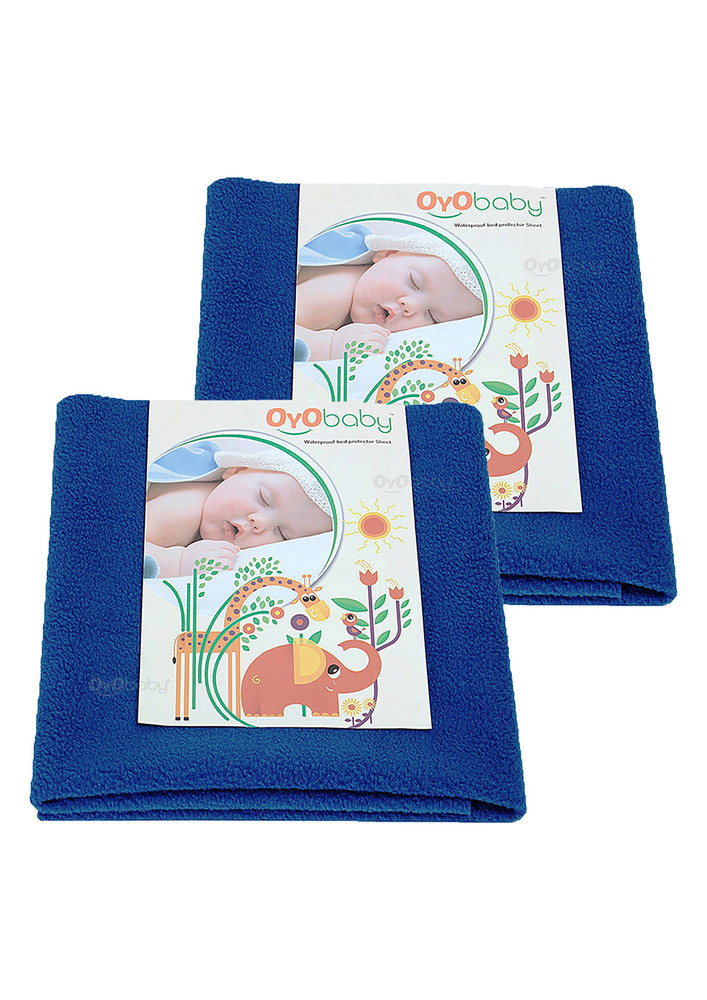 Oyo Baby Cotton Baby Bed Protecting Mat (royal Blue, Medium, Pack Of 2)-ob-2026-rb