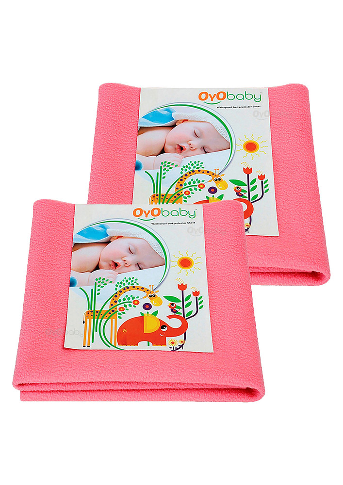 Oyo Baby Cotton Baby Bed Protecting Mat (salmon Rose, Medium, Pack Of 2)-ob-2026-sr