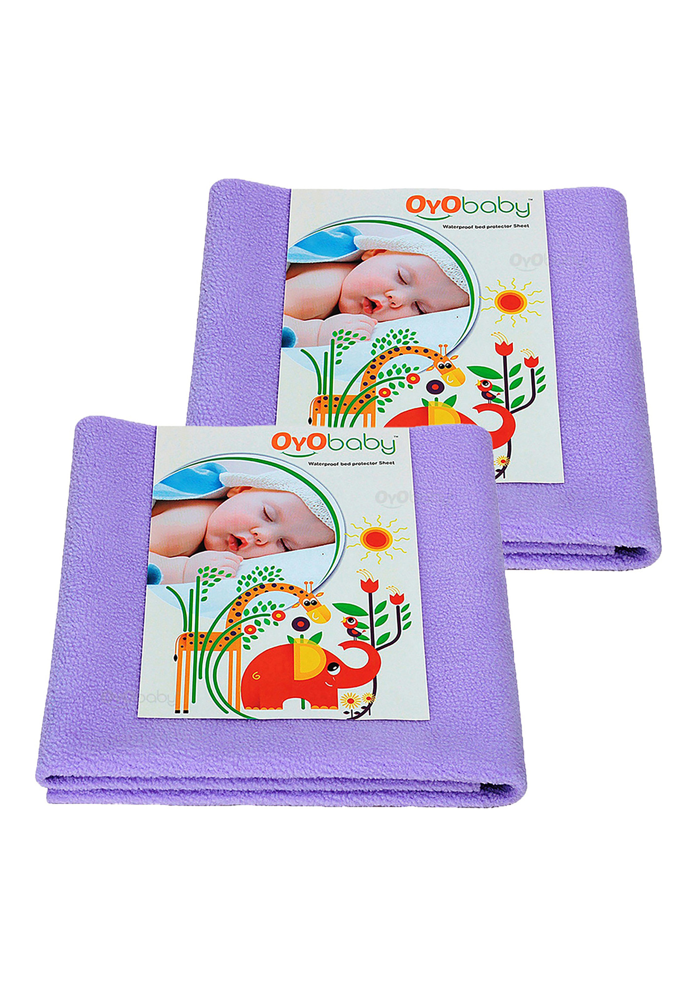 Oyo Baby Cotton Baby Bed Protecting Mat (Voilet, Medium, Pack of 2)-OB-2026-V