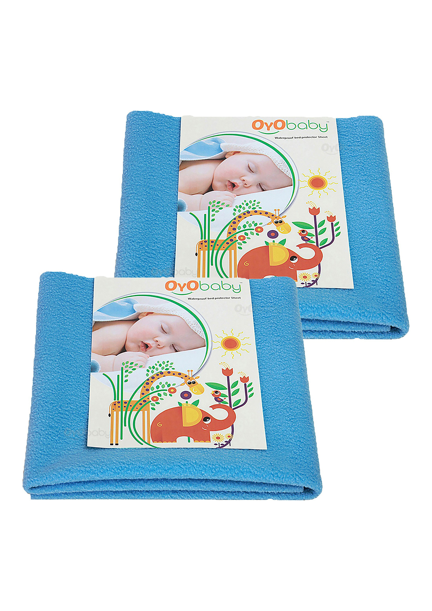 Oyo Baby Cotton Baby Bed Protecting Mat (Firoza, Large, Pack of 2)-OB-2027-F
