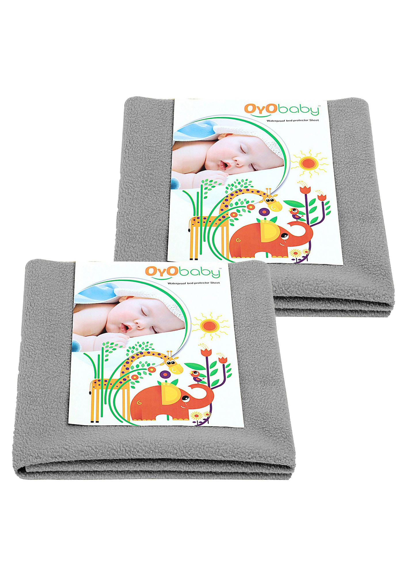 Oyo Baby Cotton Baby Bed Protecting Mat (Grey, Large, Pack of 2)-OB-2027-GR
