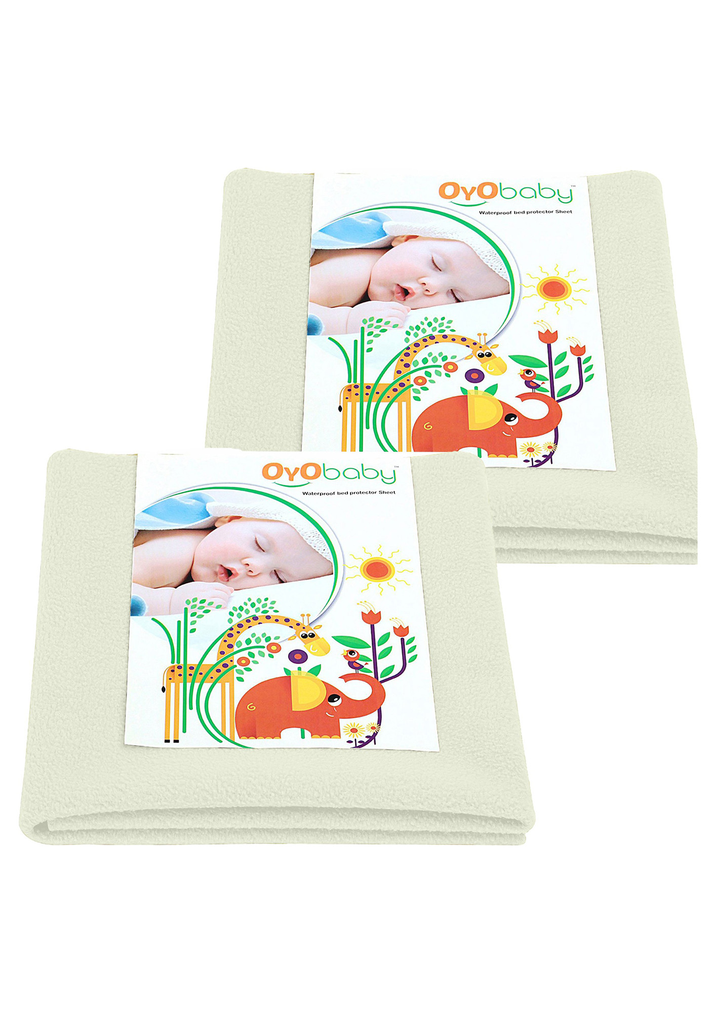 Oyo Baby Cotton Baby Bed Protecting Mat (Ivory, Large, Pack of 2)-OB-2027-IV