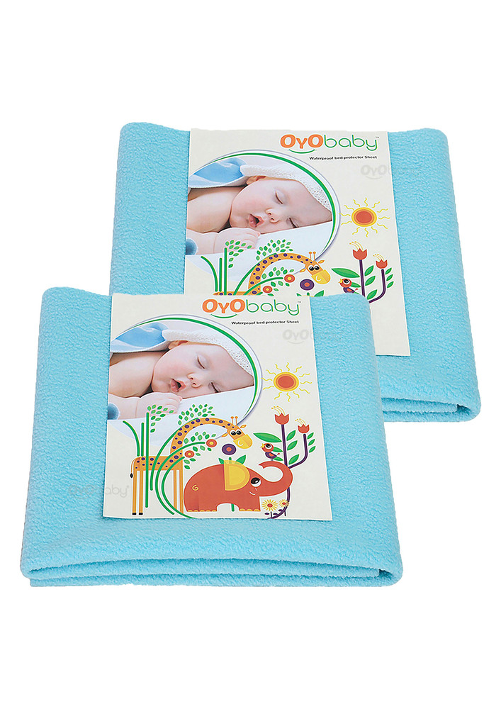 Oyo Baby Cotton Baby Bed Protecting Mat (sea Blue, Large, Pack Of 2)-ob-2027-sb