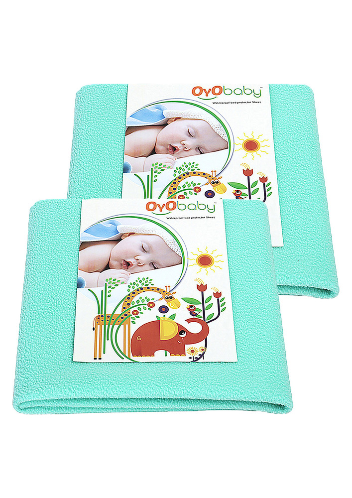 Oyo Baby Cotton Baby Bed Protecting Mat (sea Green, Large, Pack Of 2)-ob-2027-sg