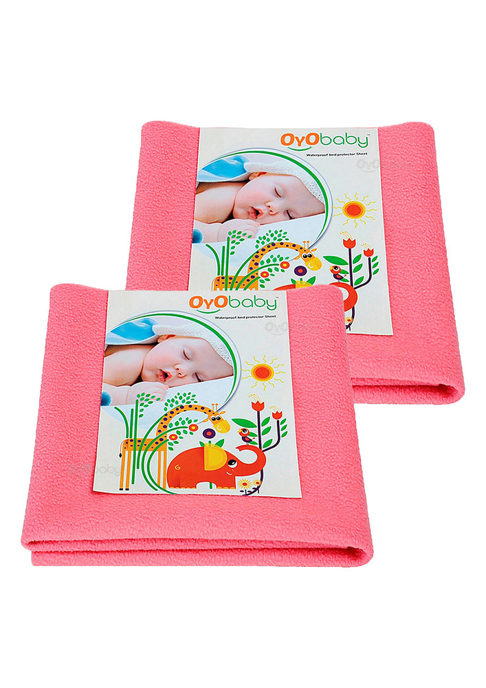 Oyo Baby Cotton Baby Bed Protecting Mat (salmon Rose, Large, Pack Of 2)-ob-2027-sr