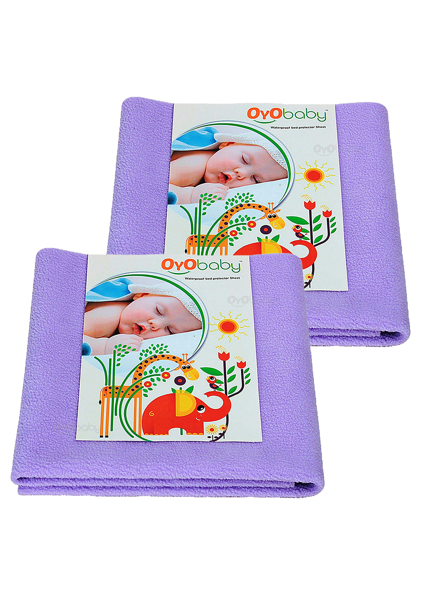 Oyo Baby Cotton Baby Bed Protecting Mat (Voilet, Large, Pack of 2)-OB-2027-V