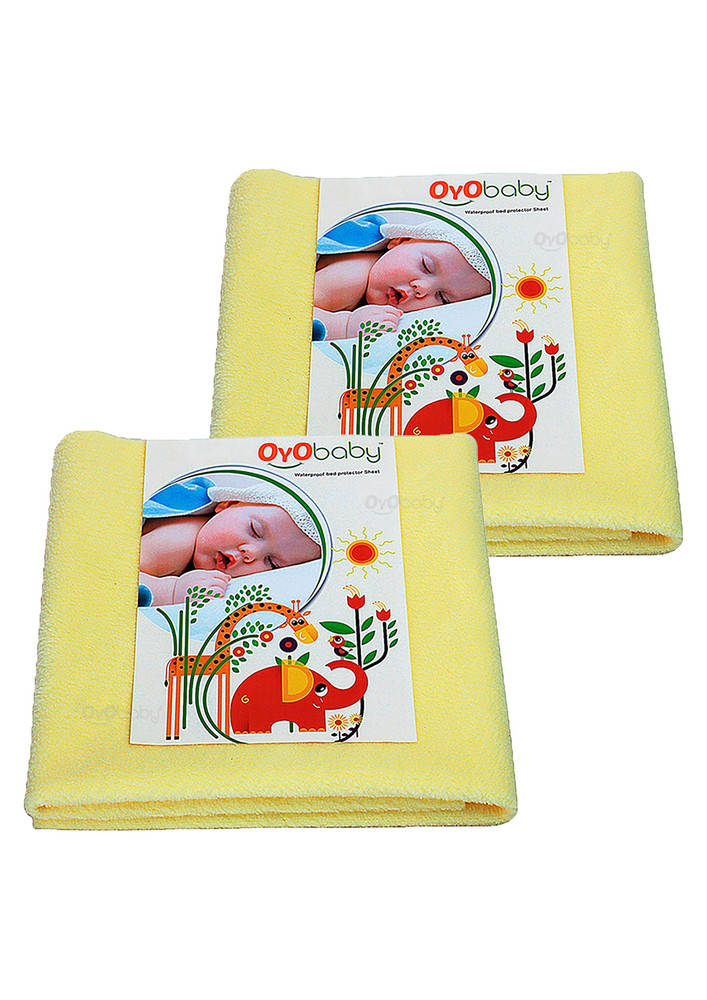 Oyo Baby Cotton Baby Bed Protecting Mat (yellow, Large, Pack Of 2)-ob-2027-y