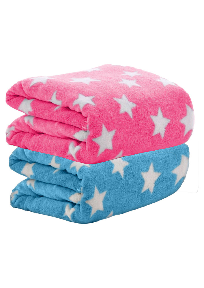 Oyo Baby Printed Single Swaddling Baby Blanket For  Ac Room (cotton, Blue, Pink)-ob-2053-str-b+p