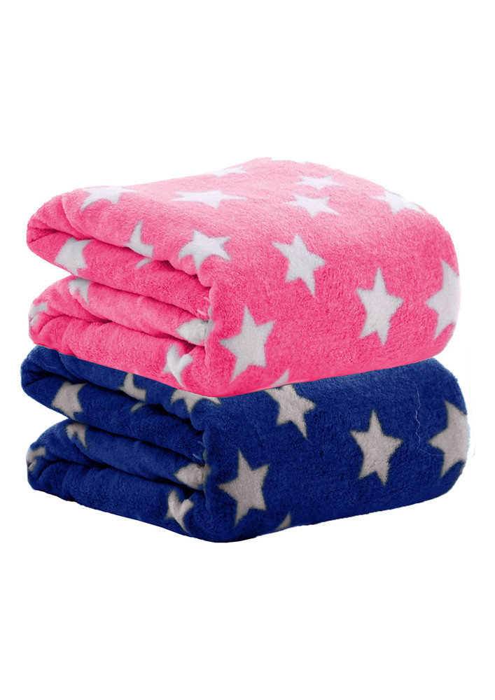 Oyo Baby Printed Single Swaddling Baby Blanket For  Ac Room (cotton, Dark Blue, Pink)-ob-2053-str-db+p
