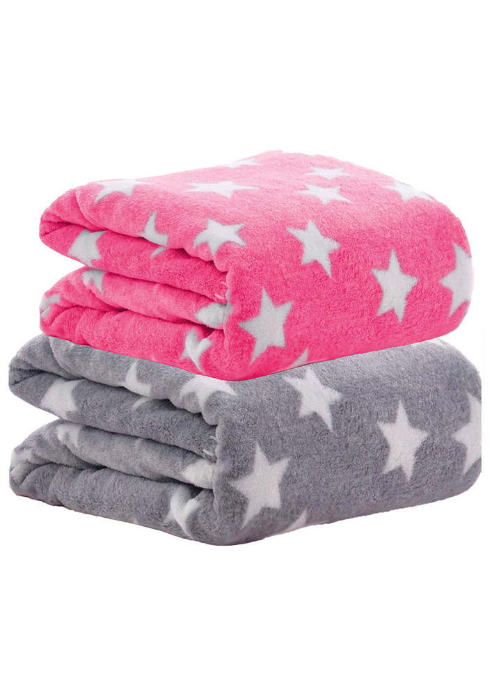 Oyo Baby Printed Single Swaddling Baby Blanket For  Ac Room (cotton, Pink, Grey)-ob-2053-str-p+gr