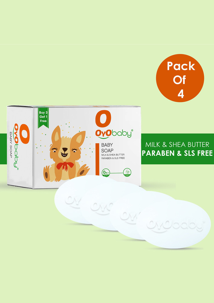 Oyo Baby Nourishing And Moisturizing Baby Soap, New Born Bathing Bar, Pack Of 4 (4 x 75 g)-OB-2200