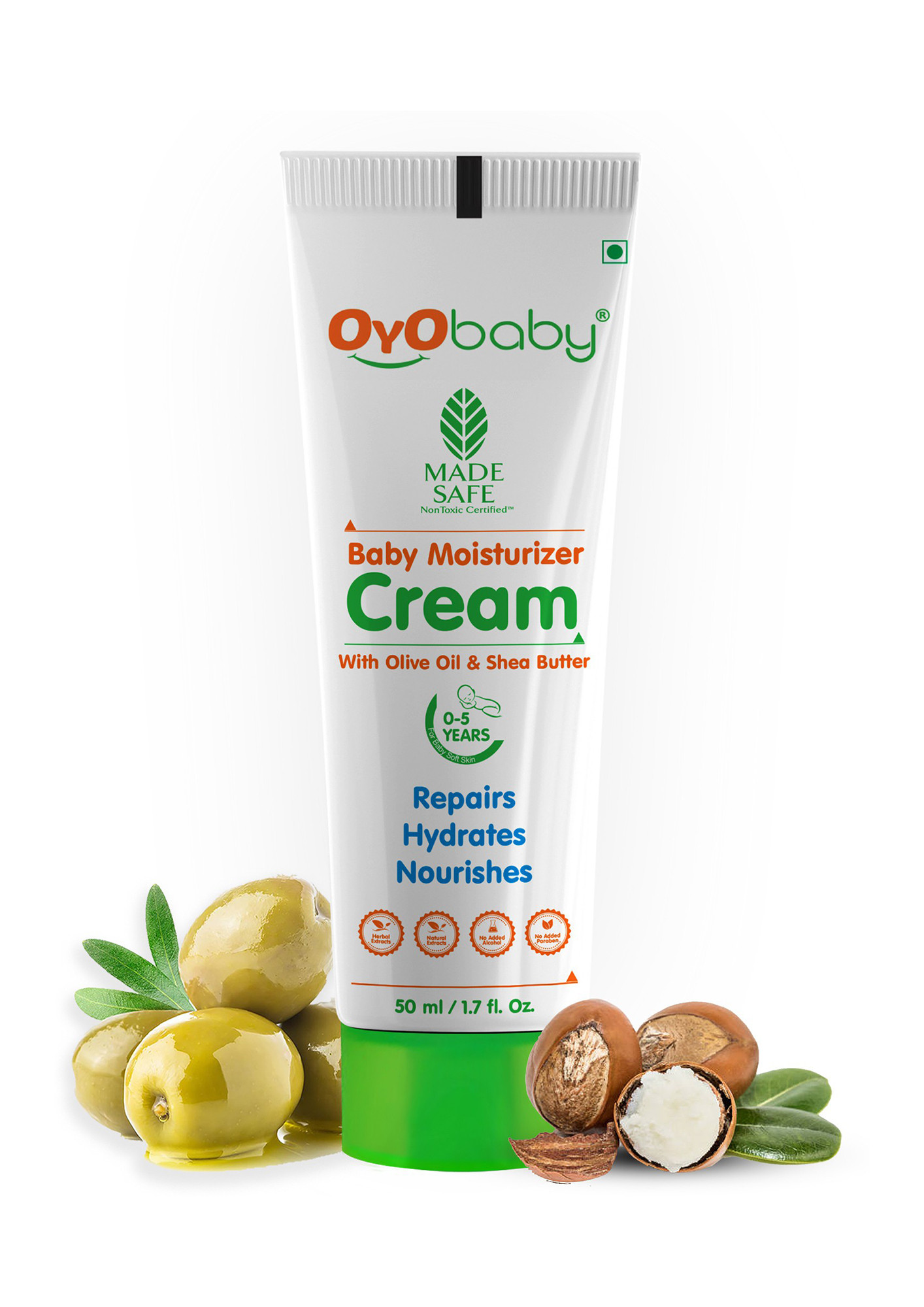 Oyo Baby Natural Moisturizer Cream for Baby's Sensitive Skin, Olive Oil & Shea Butter (50 ml)-OB-2301