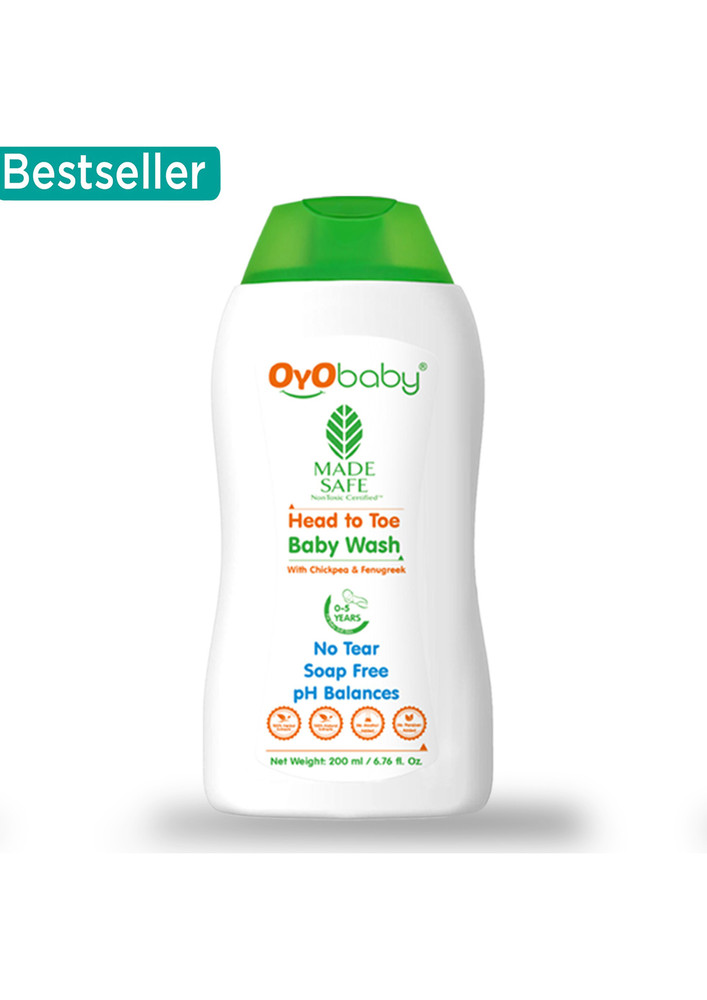 Oyo Baby Nourishing Baby Wash, Tear Free, No Parabens, No Alcohol, No Harmful Chemicals, Contains Chickpea And Fenugreek Baby Body Wash (200 Ml)-ob-2319