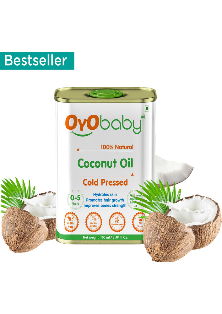 Oyo Baby Coconut Baby Massage Oil For Faster Physical Growth for Stronger Bones and Muscles Cold Pressed Baby Coconut Massage Oil (100 ml)-OB-2322