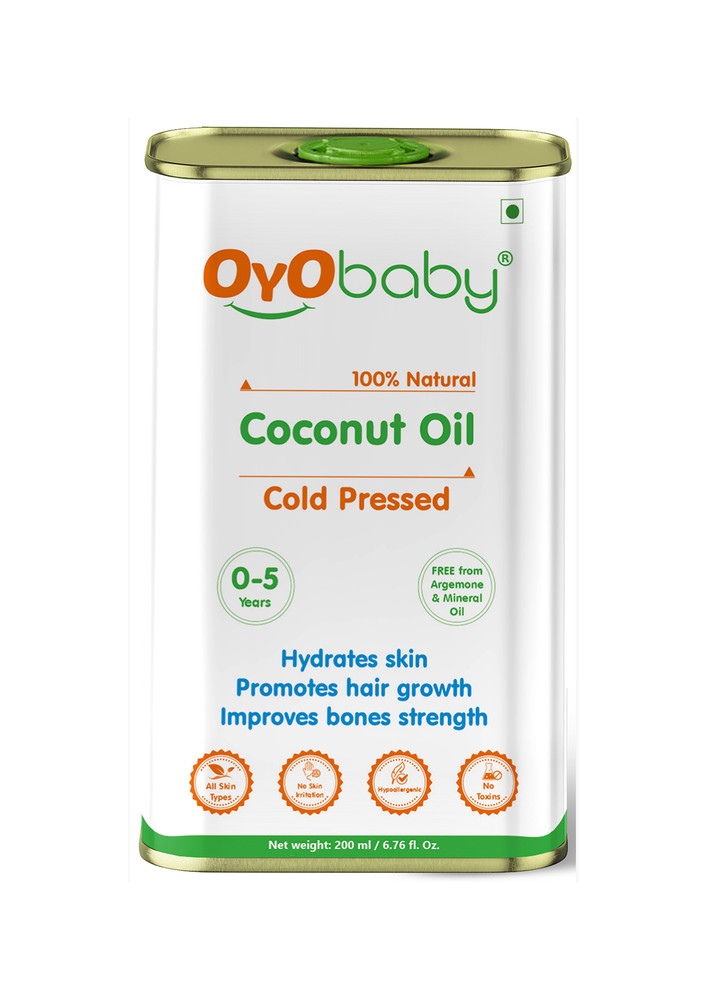 Oyo Baby Coconut Baby Massage Oil For Faster Physical Growth For Stronger Bones And Muscles Cold Pressed Baby Coconut Massage Oil (200 Ml)-ob-2323