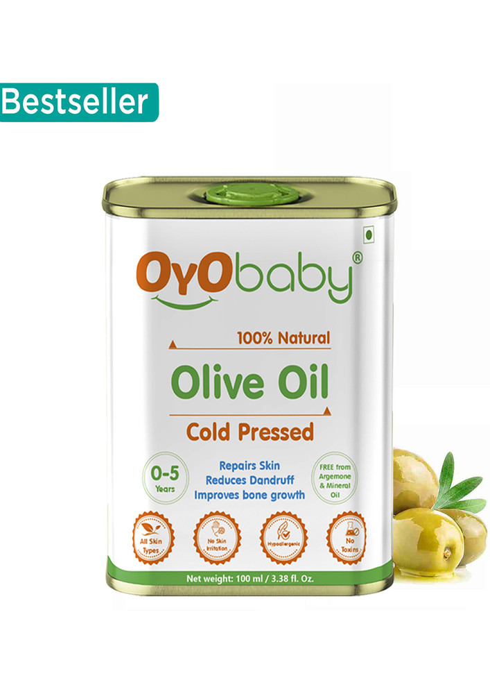 Oyo Baby Baby Olive Oil Repairs and Prevents Skin and hair, Cold Pressed, Reduces Dandruff Baby Massage Olive Oil (100 ml)-OB-2326