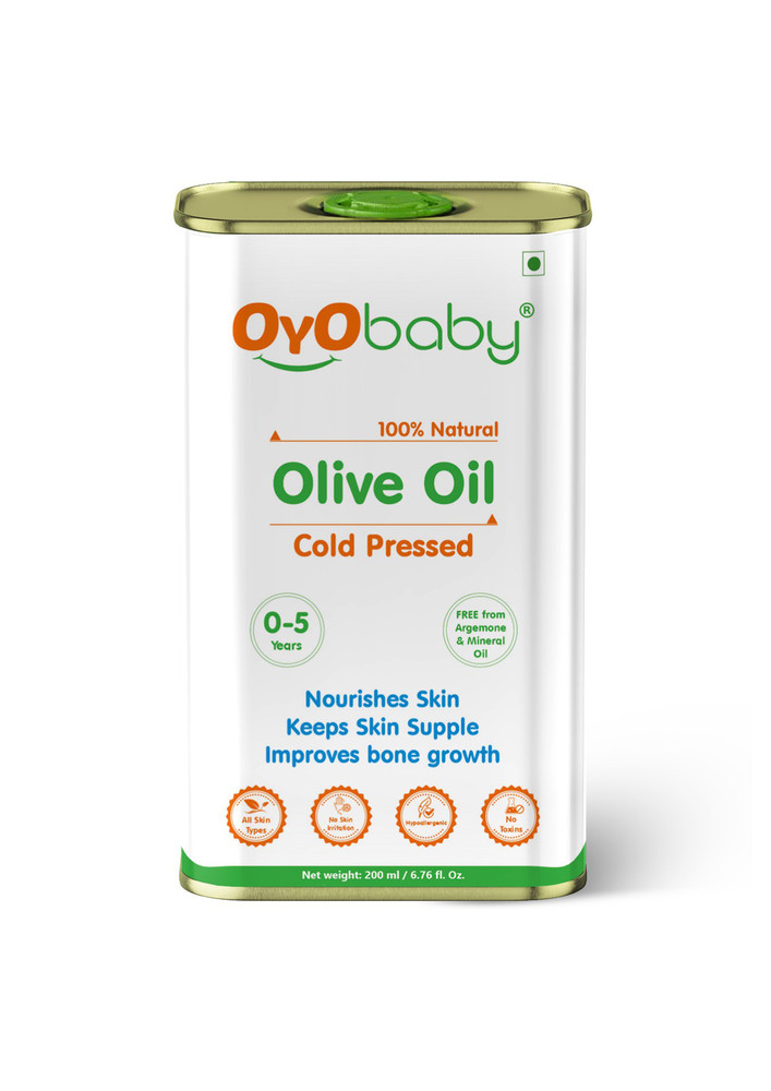 Oyo Baby Baby Olive Oil Repairs And Prevents Skin And Hair, Cold Pressed, Reduces Dandruff Baby Massage Olive Oil (200 Ml)-ob-2327