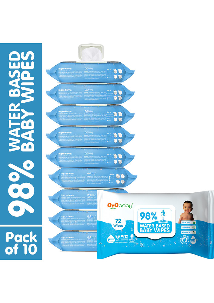 Oyo Baby 98% Water Wipes With Aloe Vera And Vitamin E, Calendula Extracts Baby Wipes (720 Wipes)-OB-2352-10