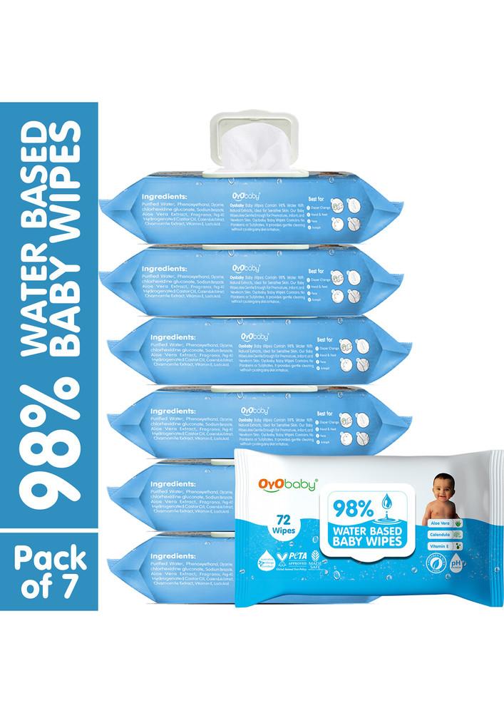 Oyo Baby 98% Water Wipes With Aloe Vera And Vitamin E, Calendula Extracts Baby Wipes (504 Wipes)-OB-2352-7